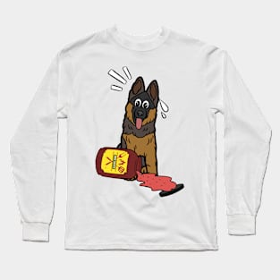 Funny guard Dog spilled BBQ sauce Long Sleeve T-Shirt